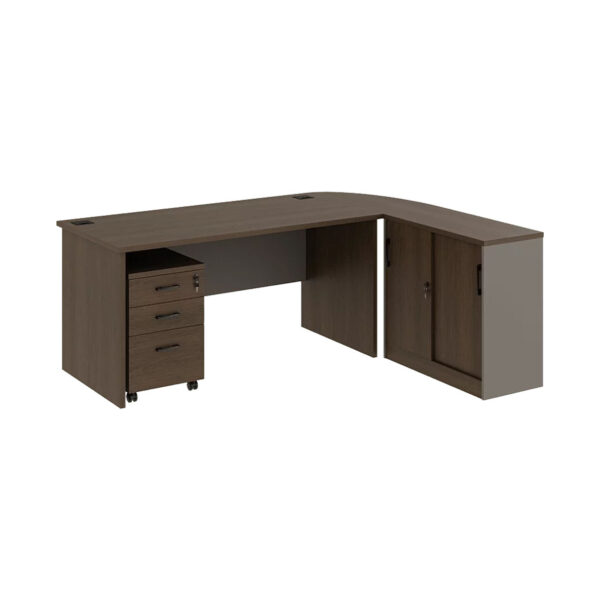 Mobi L-Shape Office Desk (Acacia)